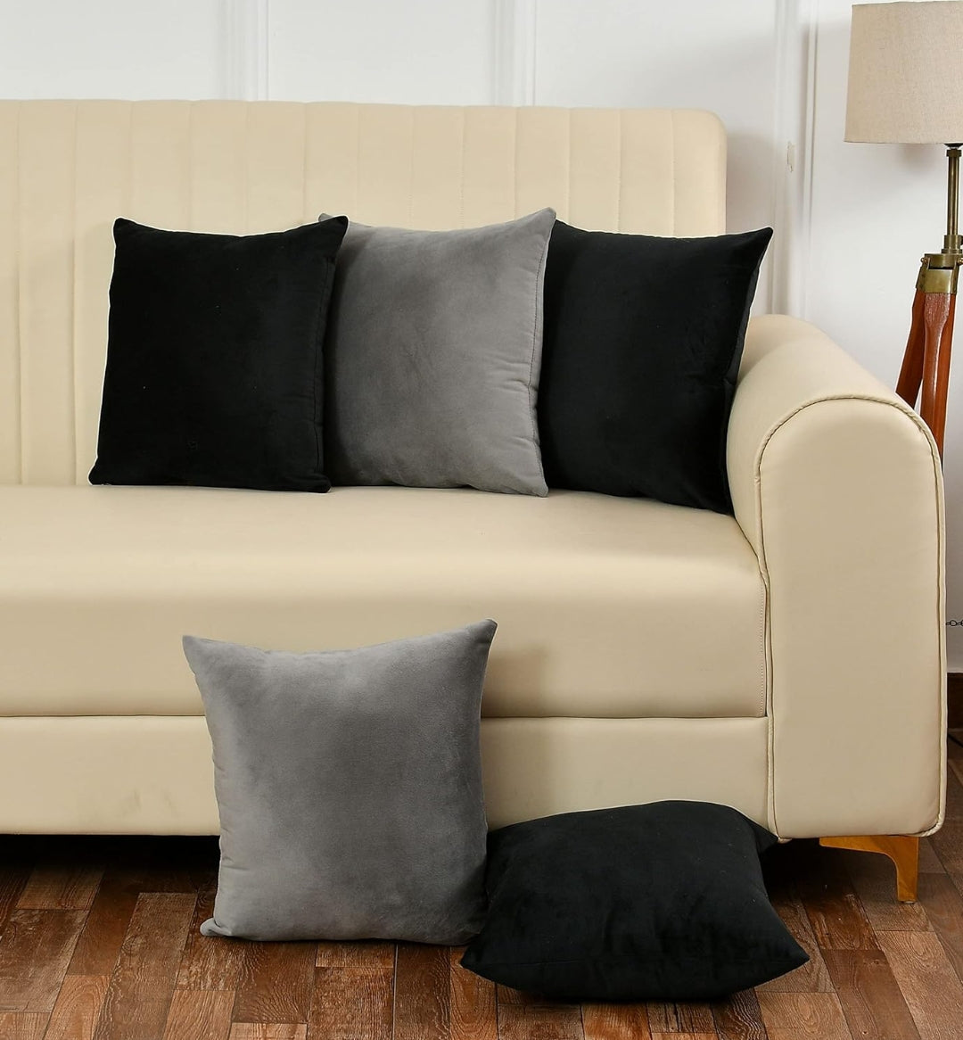 Multi 6 Pack Of 5 Plain Velvet Cushion Covers