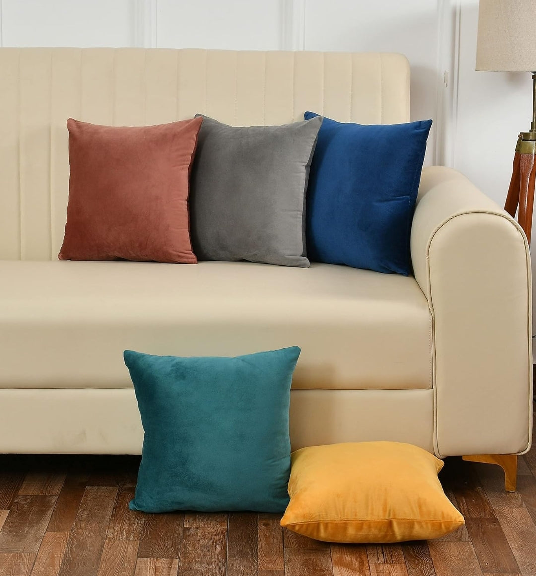 Multi 10 Pack Of 5 Plain Velvet Cushion Covers