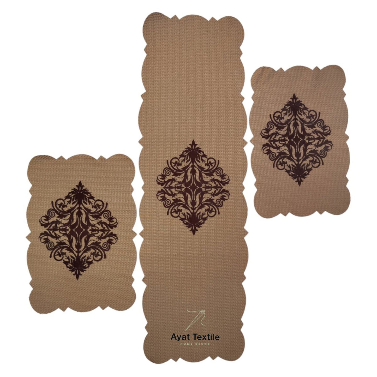 Golden Jute Fabric Table Mats 3 PCs Set