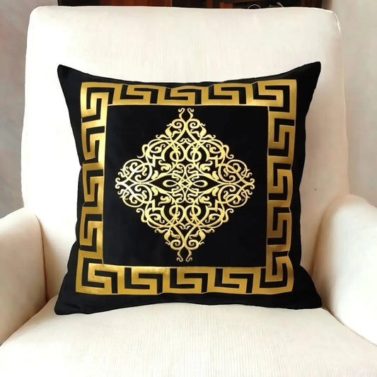 Black & Golden Luxury Laser Cut Velvet Cushion Covers